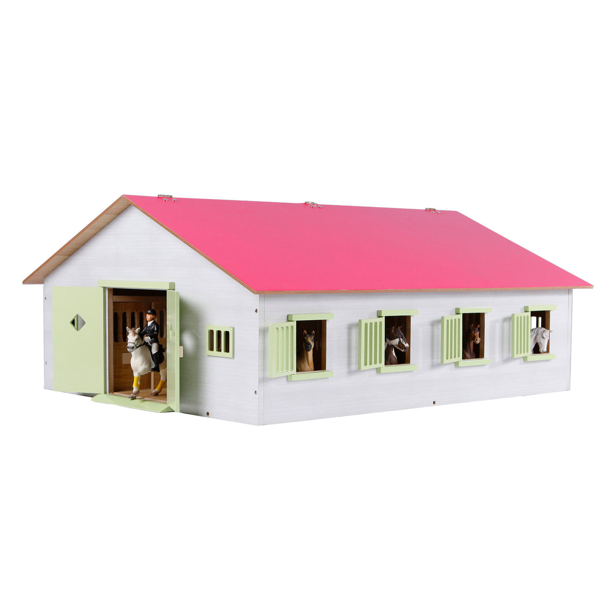 Kids Globe Globe Globe Paardenstal Roze met 7 Boxen, 1:24