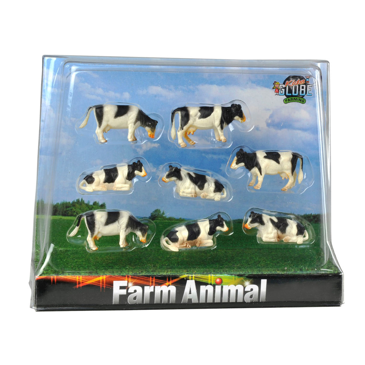 Kids Globe Globe Cows Black White, 8st. 1:87