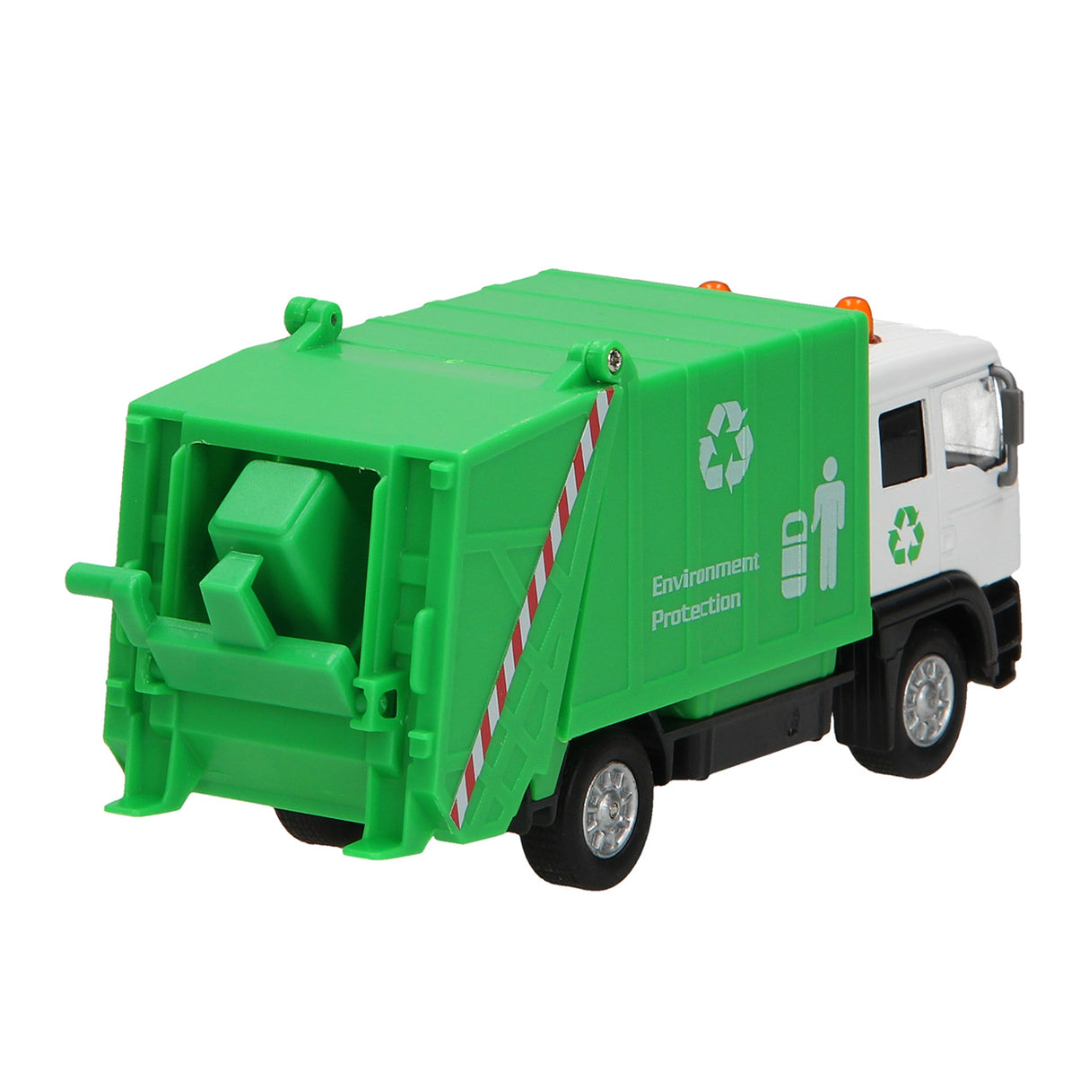 Garbage truck with light and sound