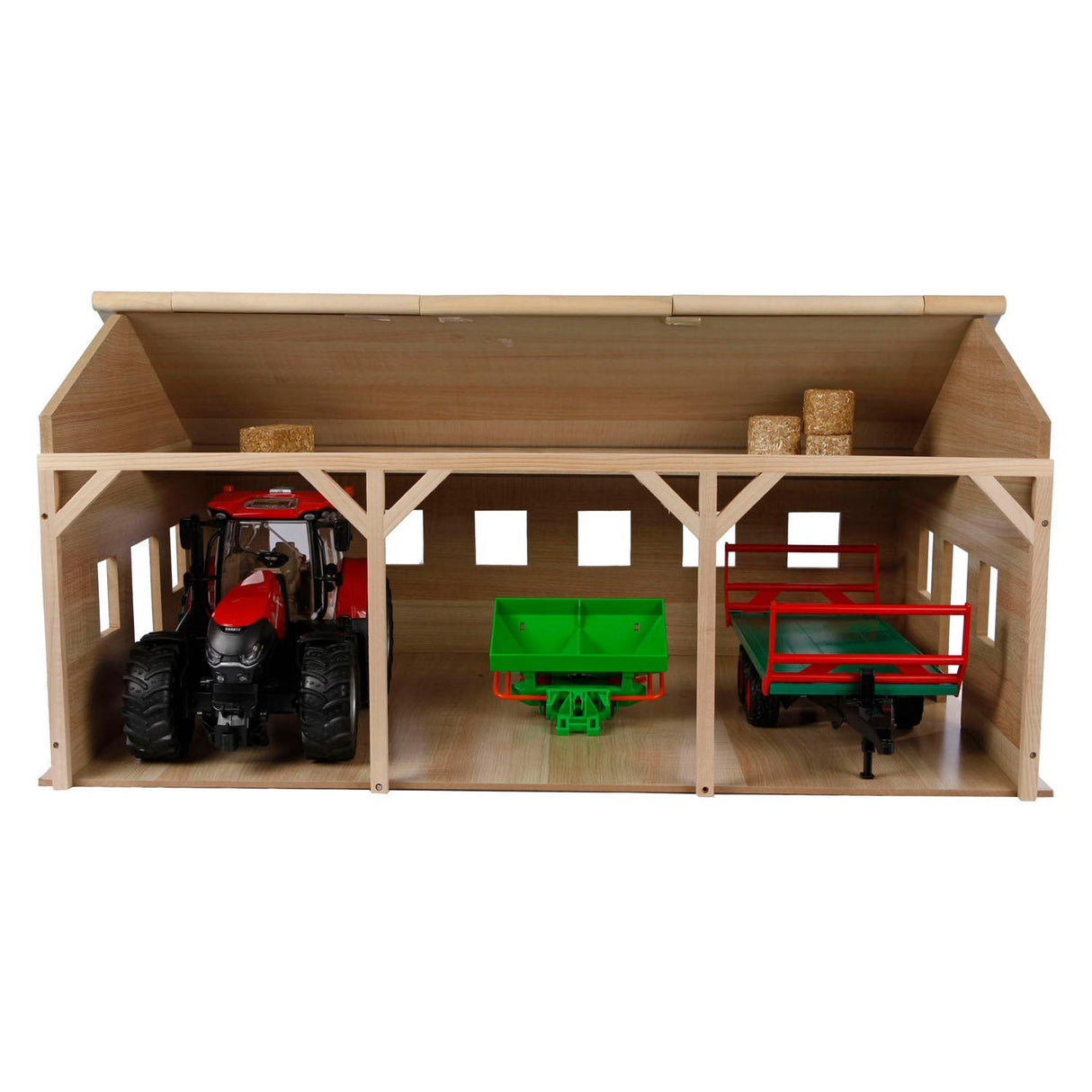 Barn Globe Globe Agricultural Lock Wood för 3 traktorer, 1:16