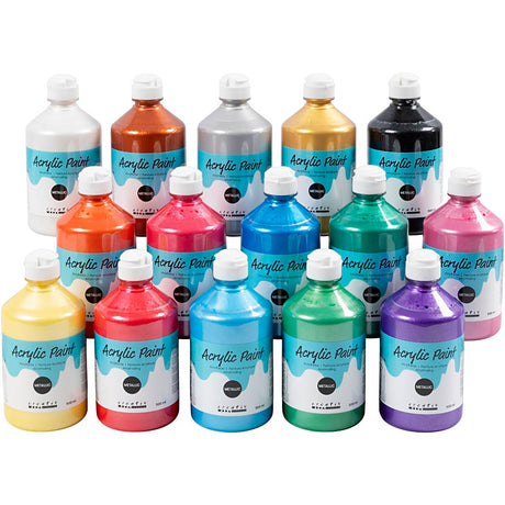 A-color acrylic paint metallic, metallic, various colors, 15x500 ml 1 box