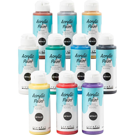 A-color acrylic paint metallic, metallic, various colors, 10x120 ml 1 box