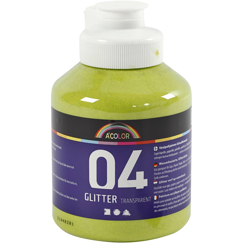 Creativ company https: www.cchobby.nl acrylic-paint-with-glitters-lime-green-500-ml-1-bottle