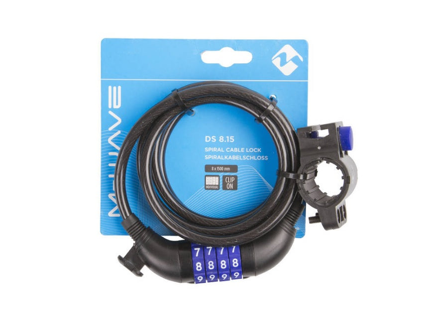 M-wave ds 8.15 spiral cable lock with numeric code 1500x8mm