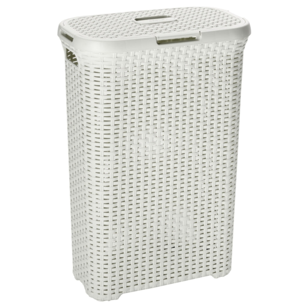 Panier à linge de style curver avec couvercle 40l blanc