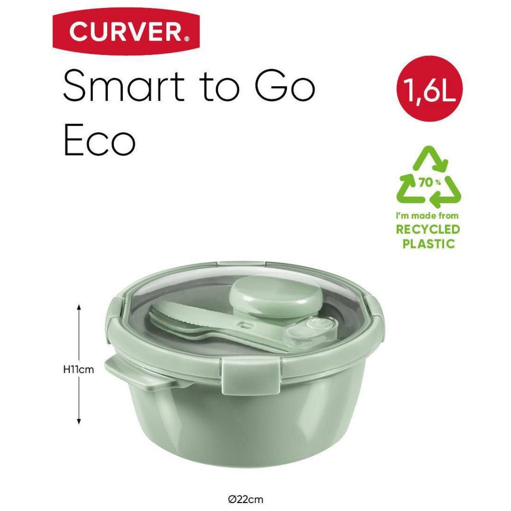 Curver Smart to Go Eco Lunch Zestaw Lunchu 1.6L + Zestaw sztućców + Sacuspup