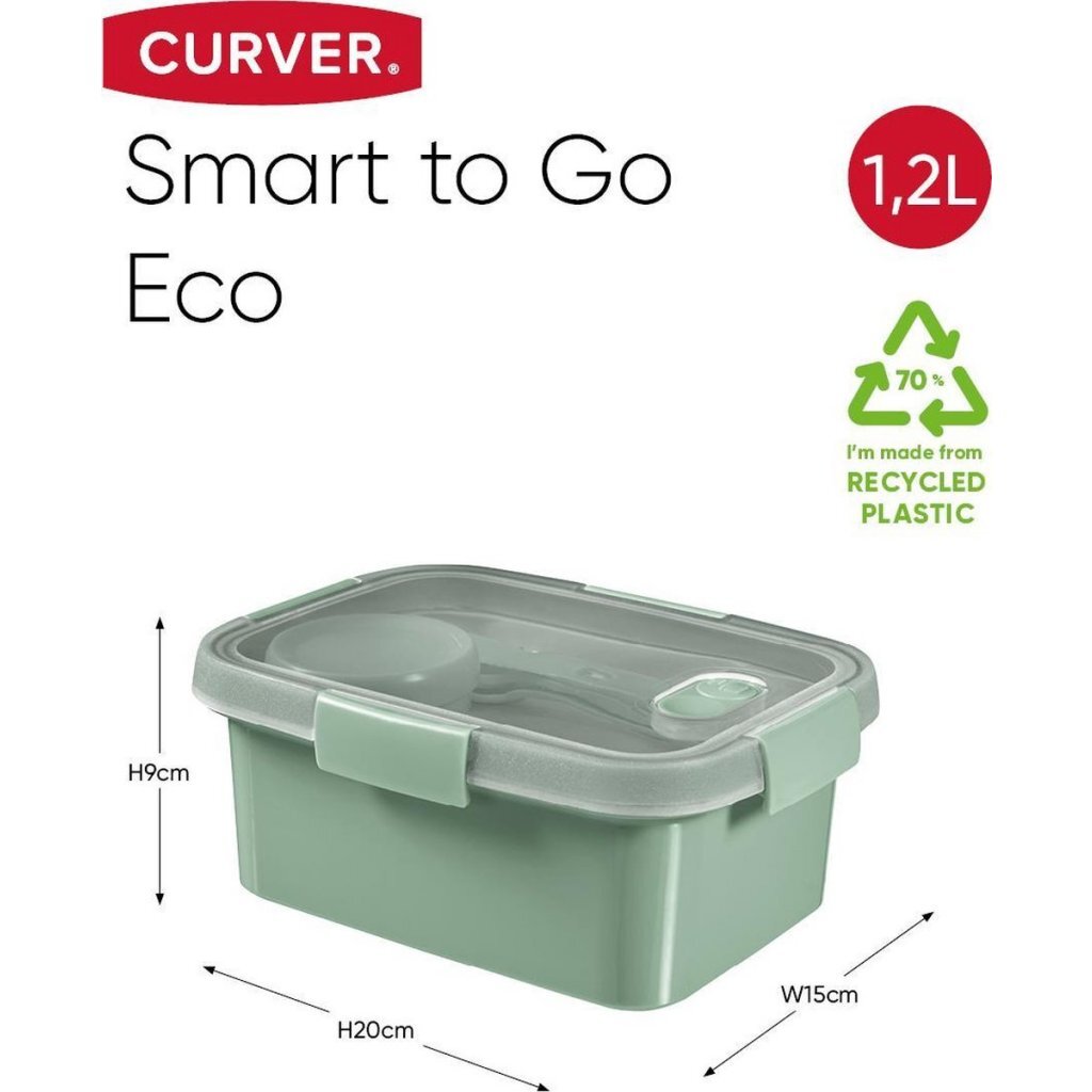 Curver Smart to Go Eco Lunchbox 1.2L + Set di posate + Sauscup