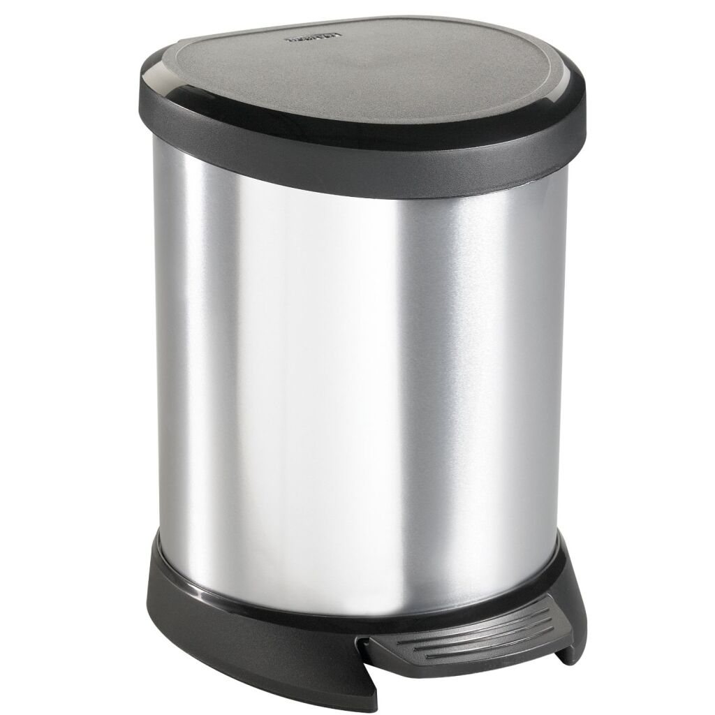 Curver Curver Curver Decobin Oval Pedal Bin 5L Silver Nero