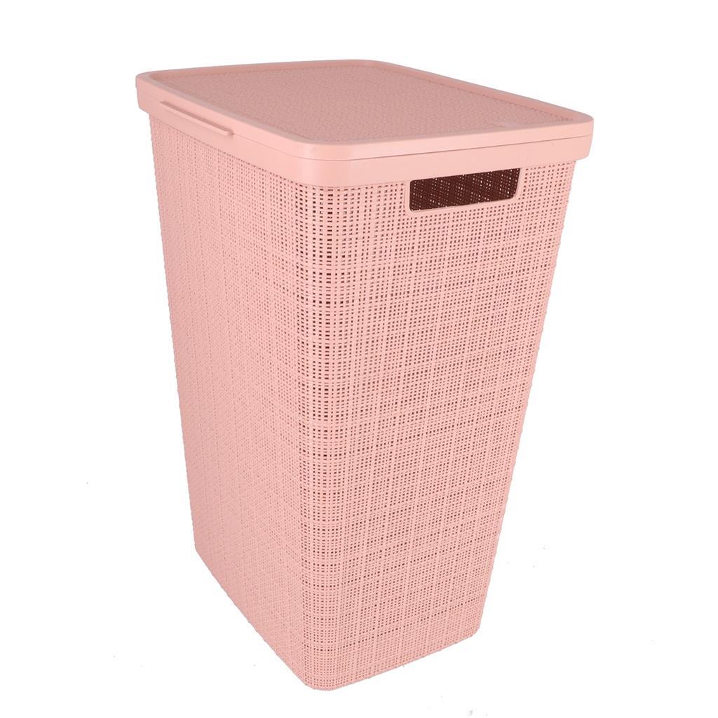 Košík pro prádelnu s víkem vypadat 58L PINK