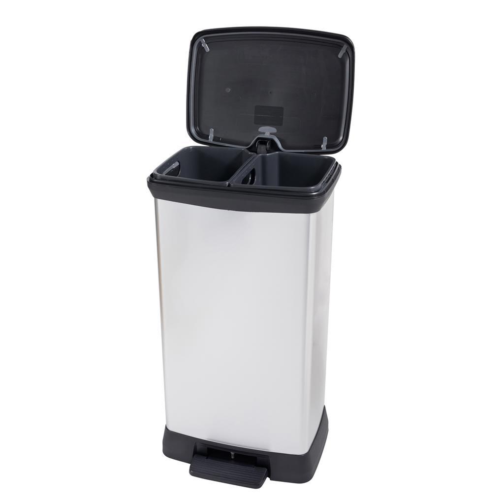 Curver Decobin Duo Pedal bin 23l+23l silver metallic