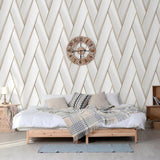 Dutch Wallcoverings Dutch Wallcoverings Wallpaper Geometric White and Gold colored