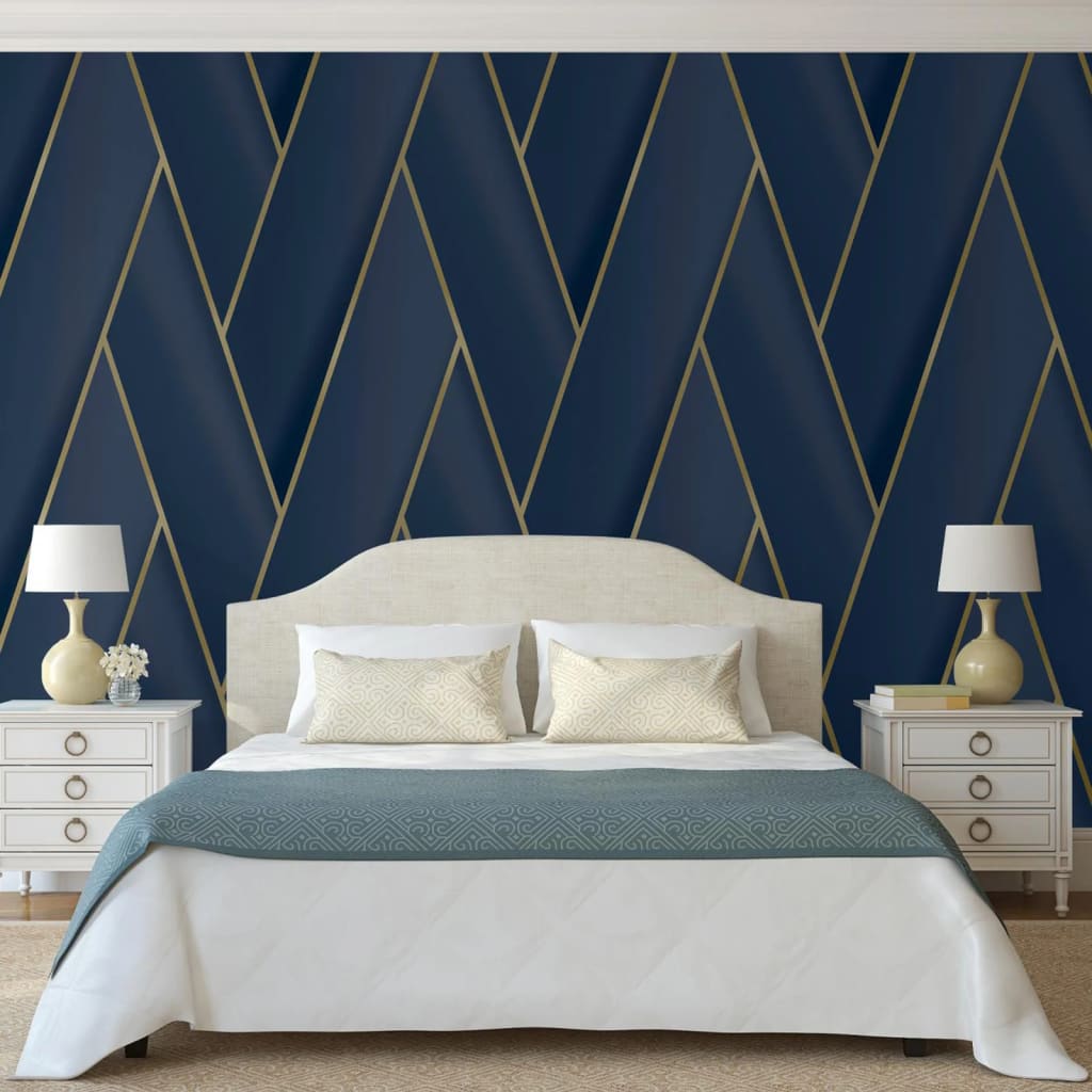 Dutch Wallcoverings Dutch Wallcoverings Wallpaper Geometric Blue and Gold colored