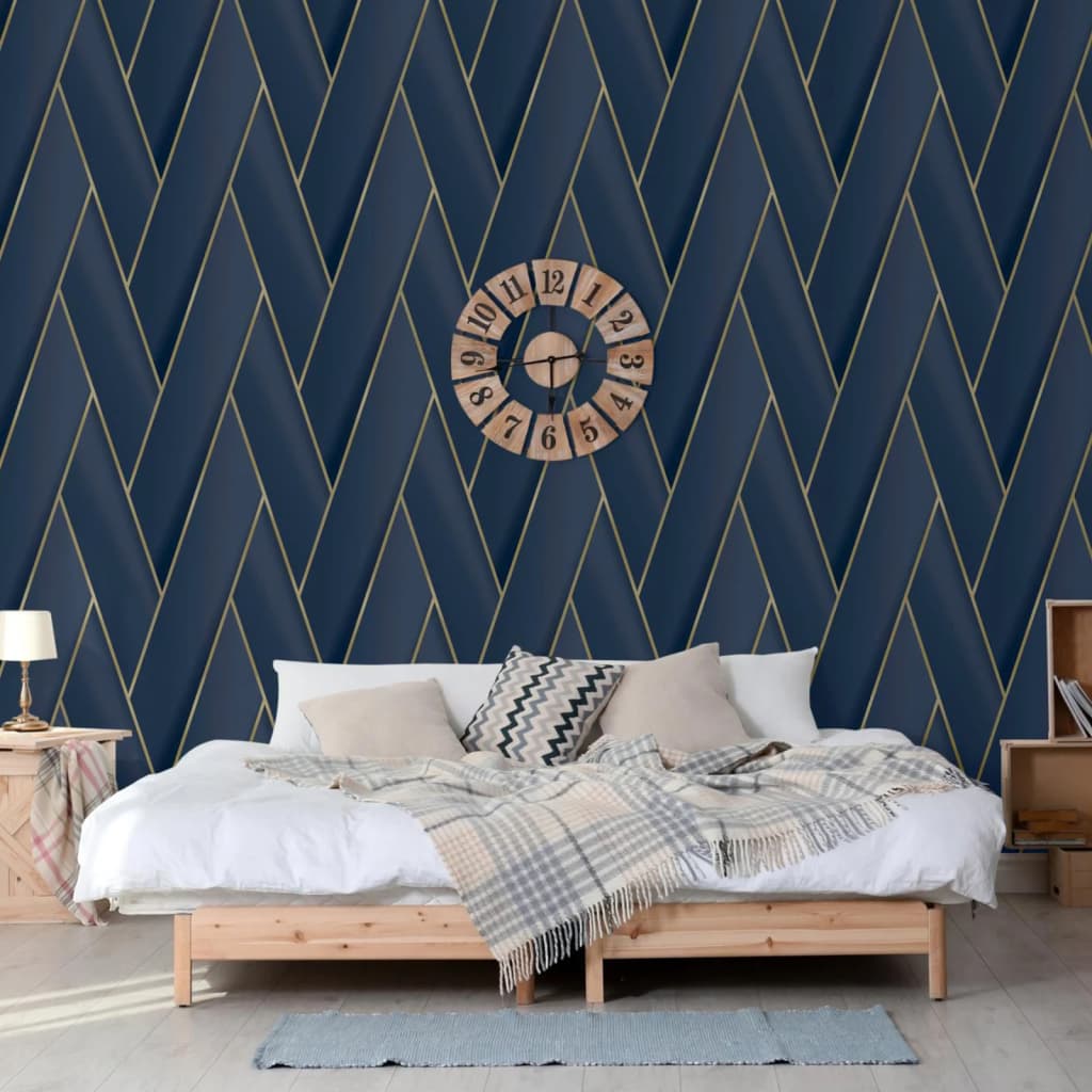 Dutch Wallcoverings Dutch Wallcoverings Wallpaper Geometric Blue and Gold colored