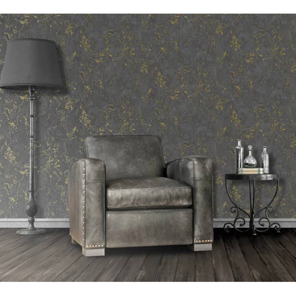 Hollandske veggdekking Dutch Wallcoverings Wallpaper Marble Black and Gold