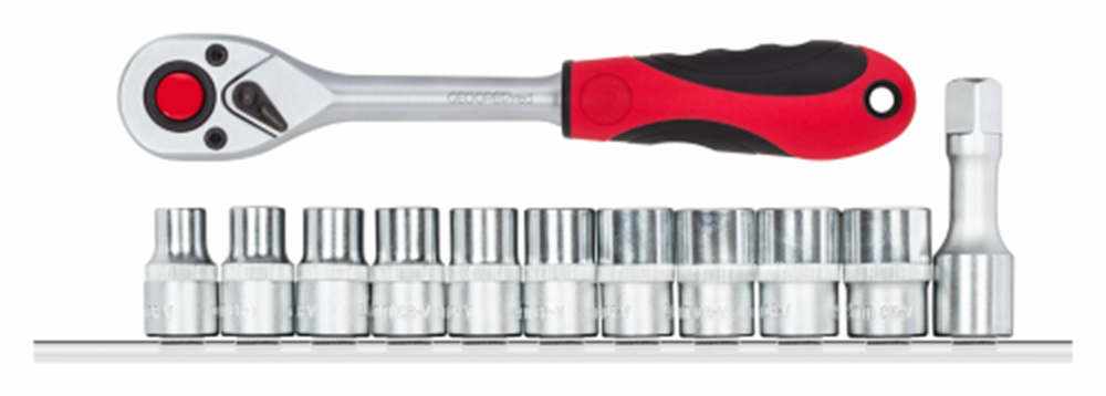 Chave de caixa Gedore + catraca 1 2” | 6 kt | + trilho | 12 peças - 3300030