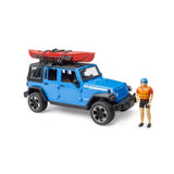 Bruder jeep wrangler rubicon with kayak and kayaker 1:16
