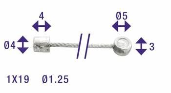 Elvedes Schakel binnenkabel 2250mm RVS ø1,25mm N T-nippel