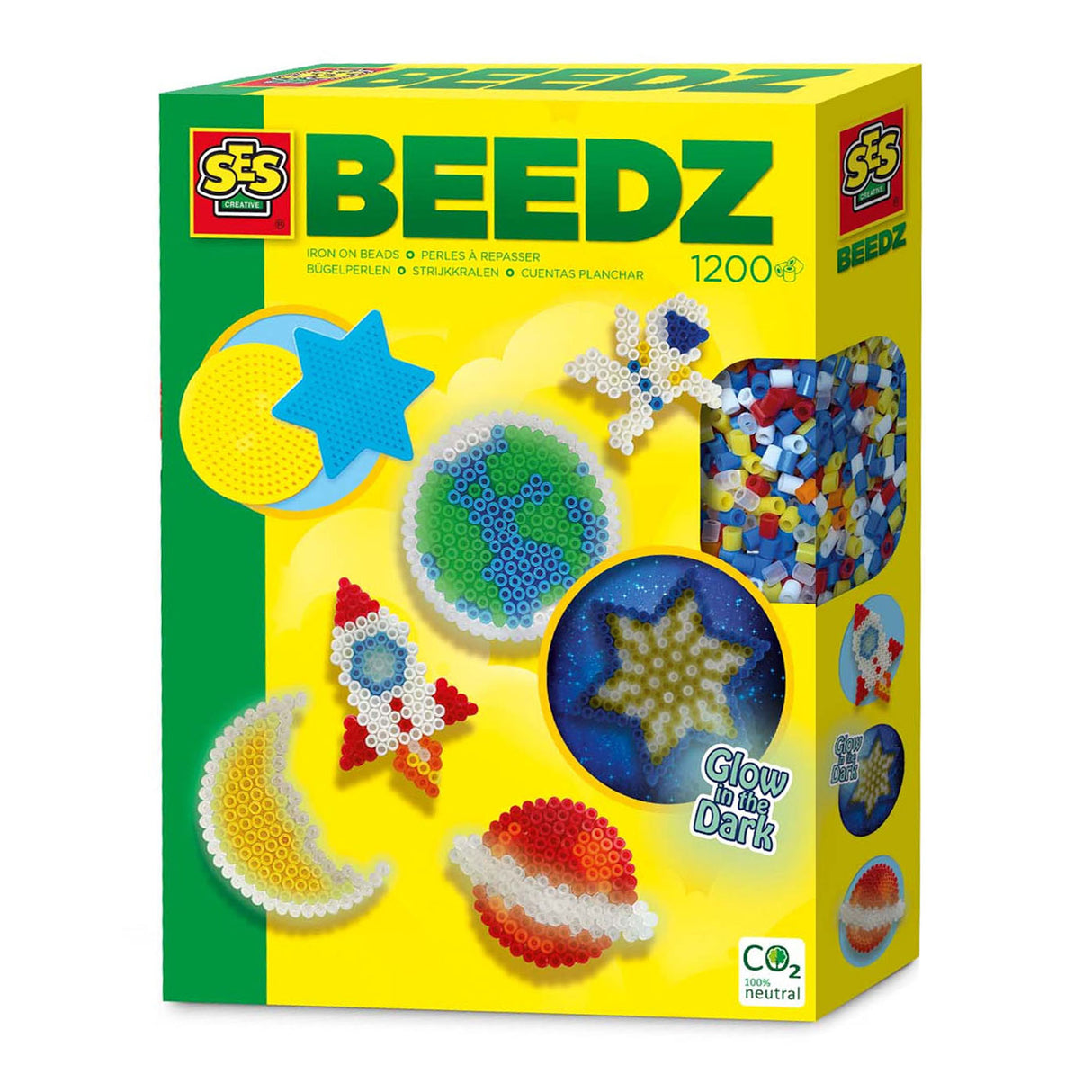 Ses Ses Bededz Eisen Beads Glanz am Däischteren Raum