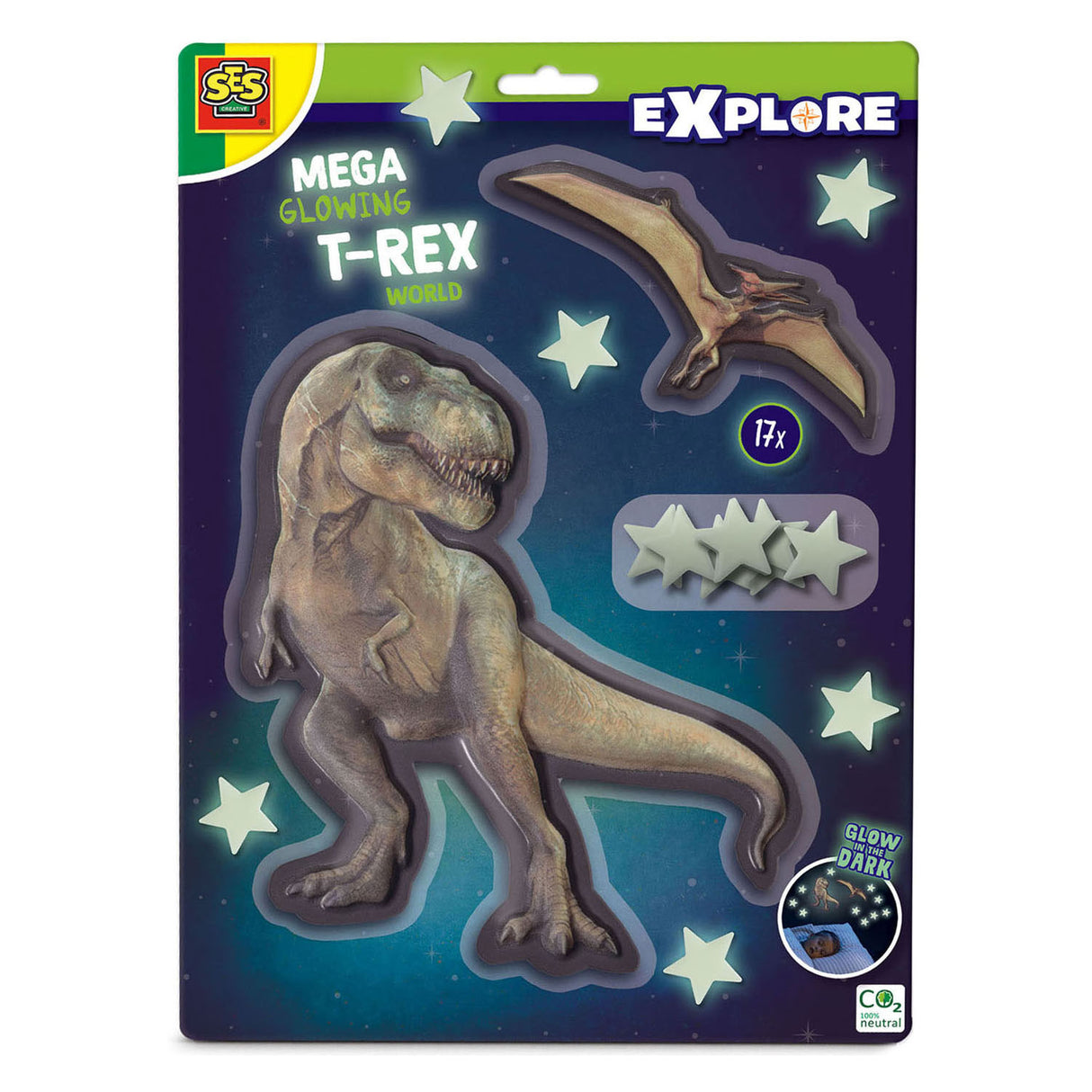 SES Mega świecące naklejki ścienne T-Rex T-Rex