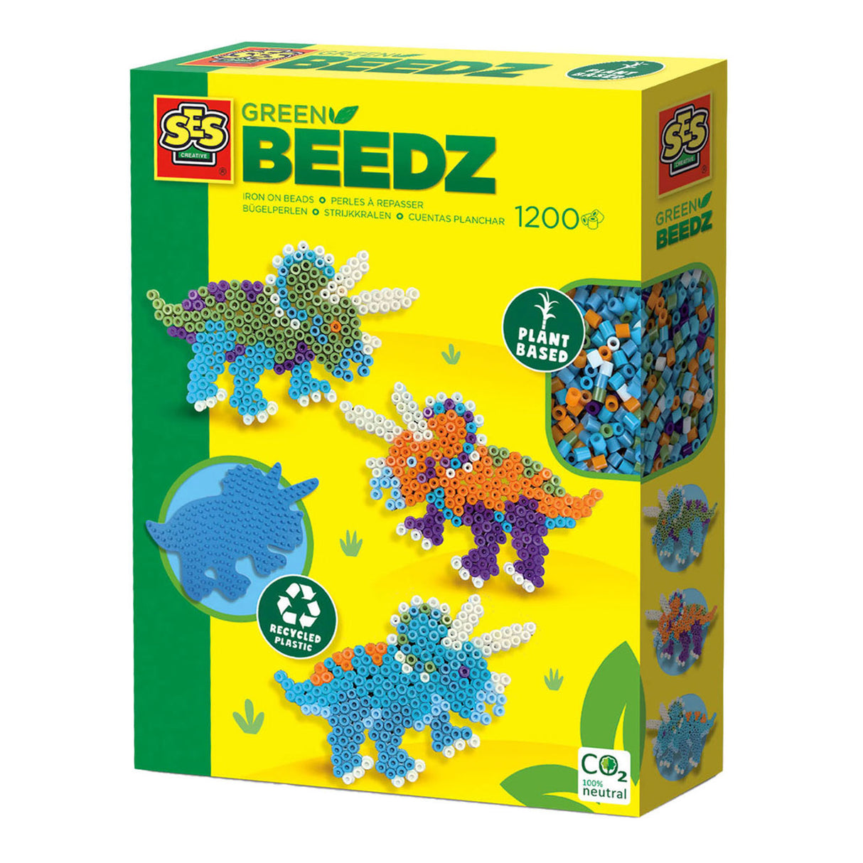 SES GREEN BEEDZ - Žetřící korálky set triceratops dino