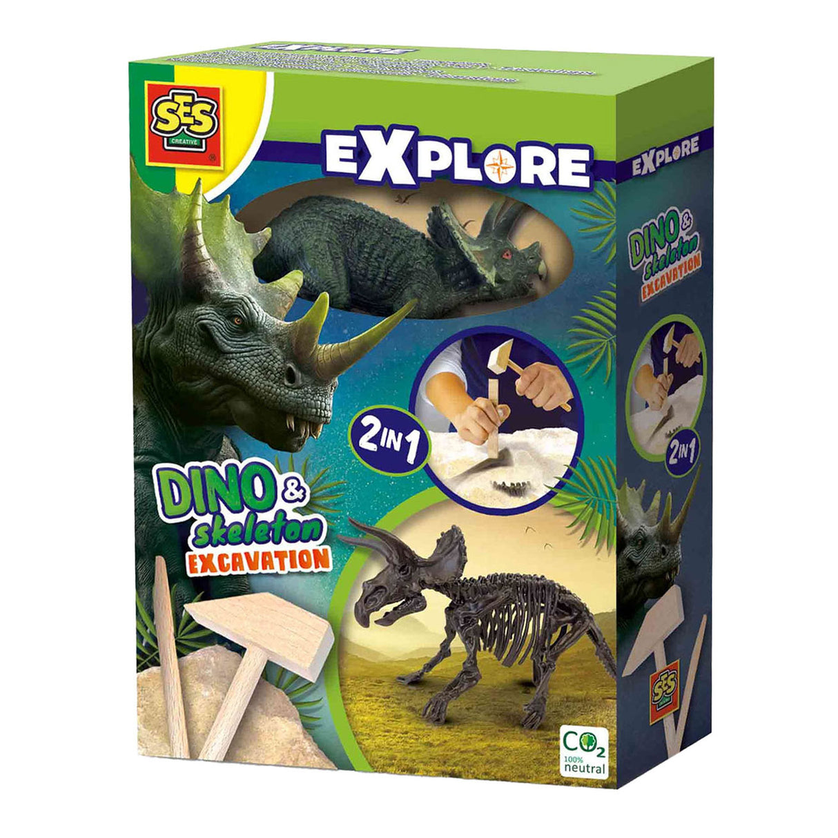 SES Explore Dino e Skeleton Excavado 2in1 - Triceratops