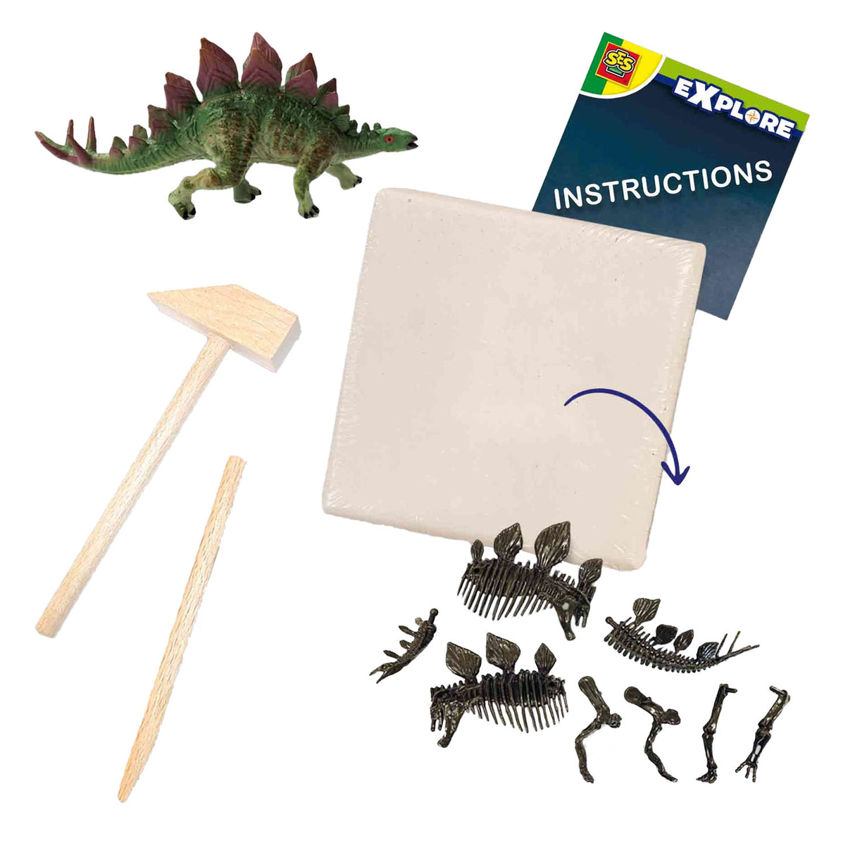Ses creative ses explore dino and skeleton excavation 2in1 - stegosaurus