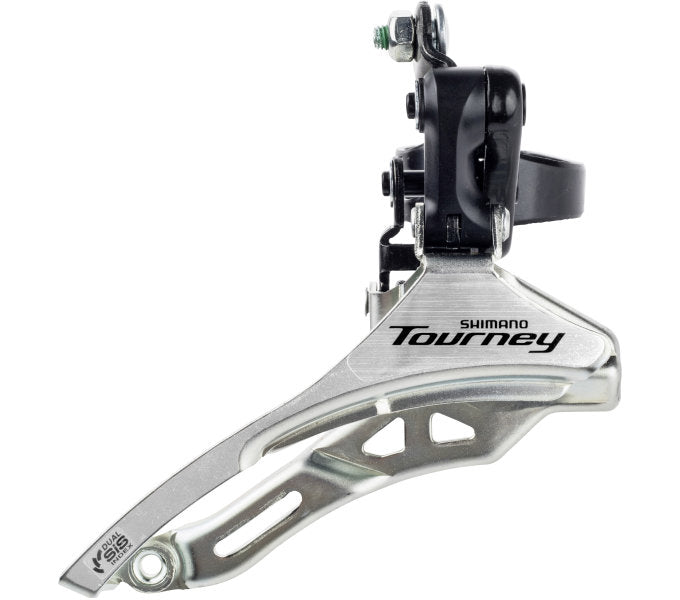 Shimano VoorKerailleur 3 x 6 7 Speed ​​Tourney FD-TY300 Down Swing Top Pull High Clamp Ø31,8 mm 42T (66-69 °)