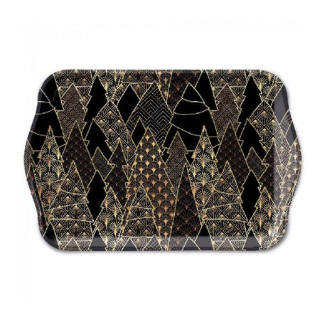 Ambiente dienblad melamine luxury trees zwart 13x21cm