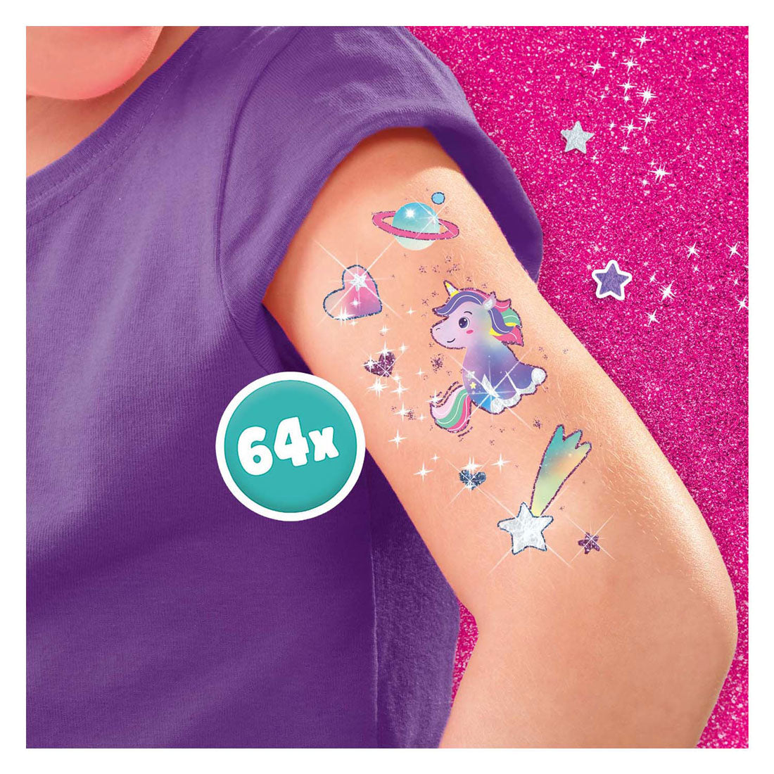 Ses unicornio - tatuajes y purpurina
