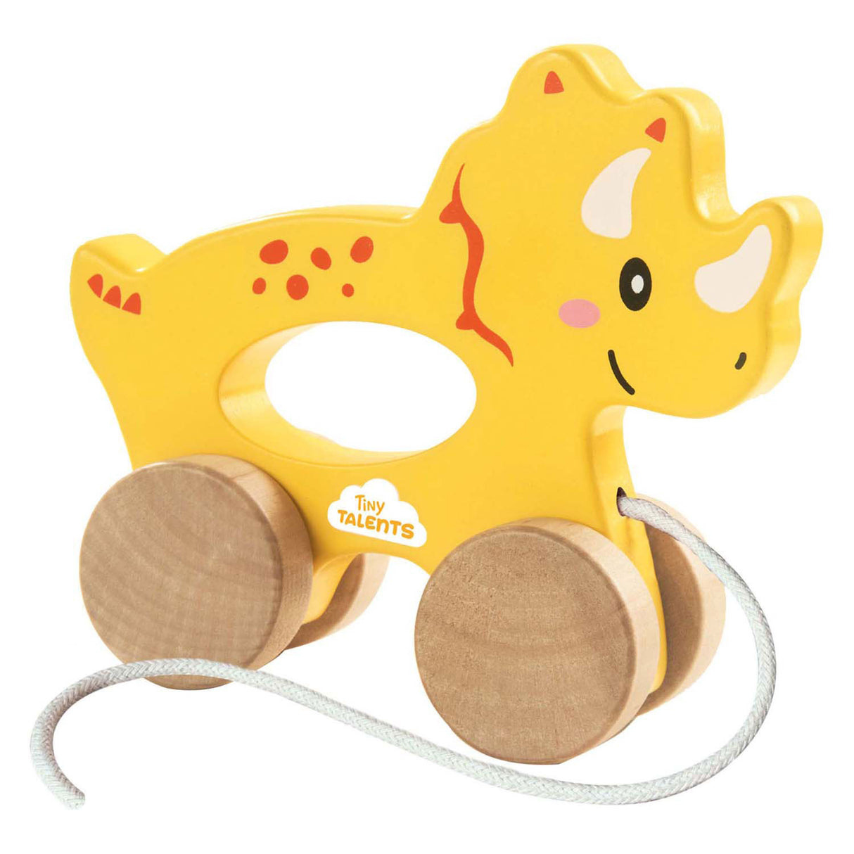 Ses hëlzent Pull Déier 2 an 1 - triceratops