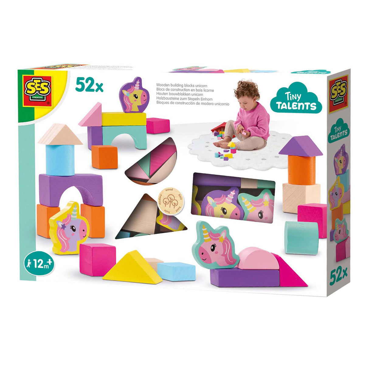 Ses Holzbausteng Unicorn, 52 Stéck.