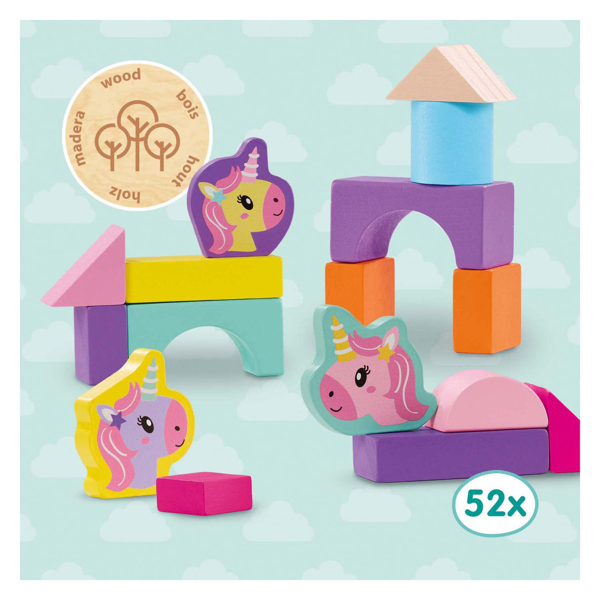 Ses Holzbausteng Unicorn, 52 Stéck.