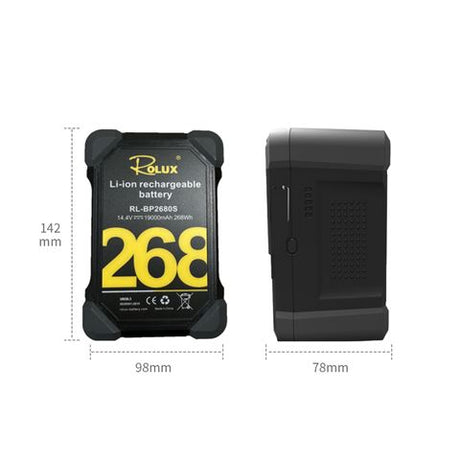 Rolux smart v-mount battery rl-bp2680s 268wh 14.4v 19000mah