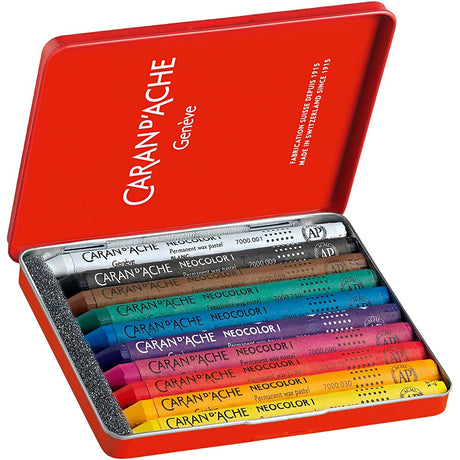 Caran dache caran d'ache neocolor i, l: 10 cm, deck 8,5 mm, verschidde Faarwen, 10 Stéck 1 Këscht