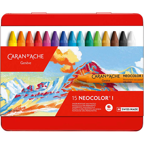 Caran dache caran d'ache neocolor i, l: 10 cm, deck 8,5 mm, verschidde Faarwen, 15 Stéck 1 Këscht