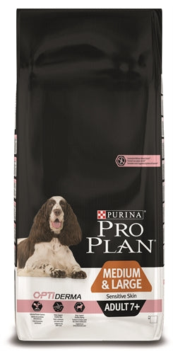 Pro Plan Plang Hond Erwuessene Medium grouss 7+ sensibel Haut