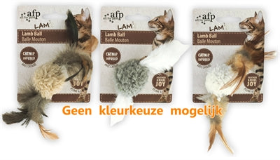 AFP Lamb Ball Lambwol med Feather Bird Sound och Catnip Assorti