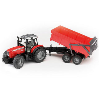 Tracteur Bruder Massey Ferguson rouge 7480 avec remorque
