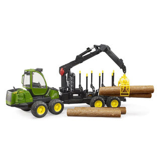 Bruder tractor John Deere 1210e with tree trunk grab