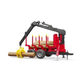 Bruder forestry trailer with grab crane and 4 tree trunks