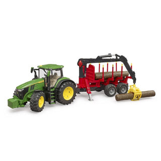 Bruder tractor John Deere 7R 350 with tree trailer