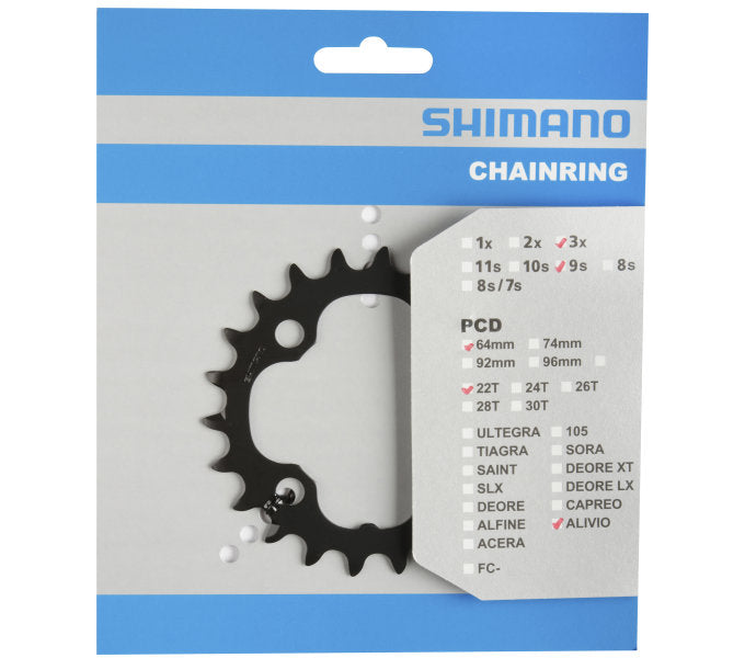 Shimano Kettingblad Alivio FC-M4000 FC-M4050 9 speed 22 tands (AN) zwart