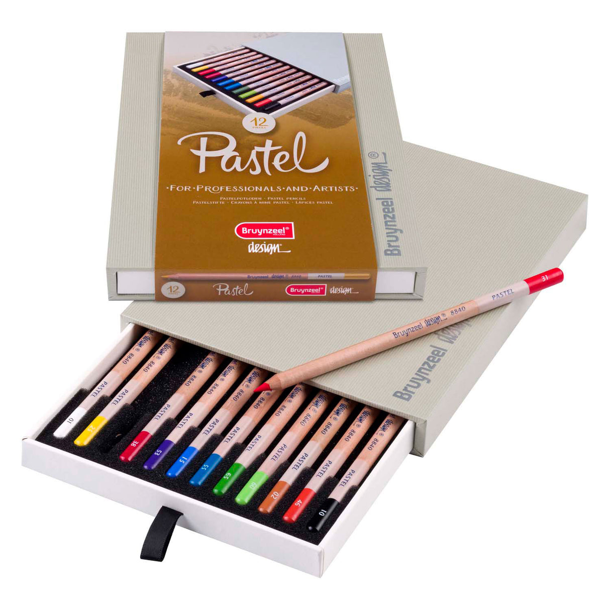Pastell-Bleistiftbox im Bruynzeel-Design, 12 Farben