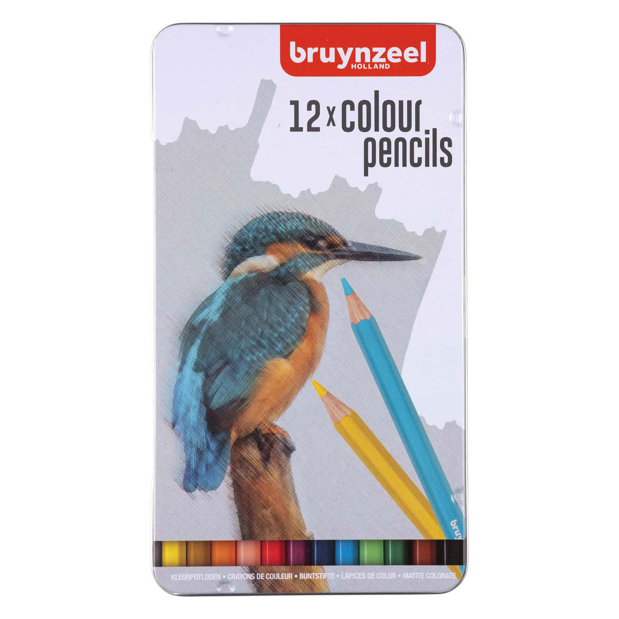 Bruynzeel 12 colored pencils in a can - kingfisher