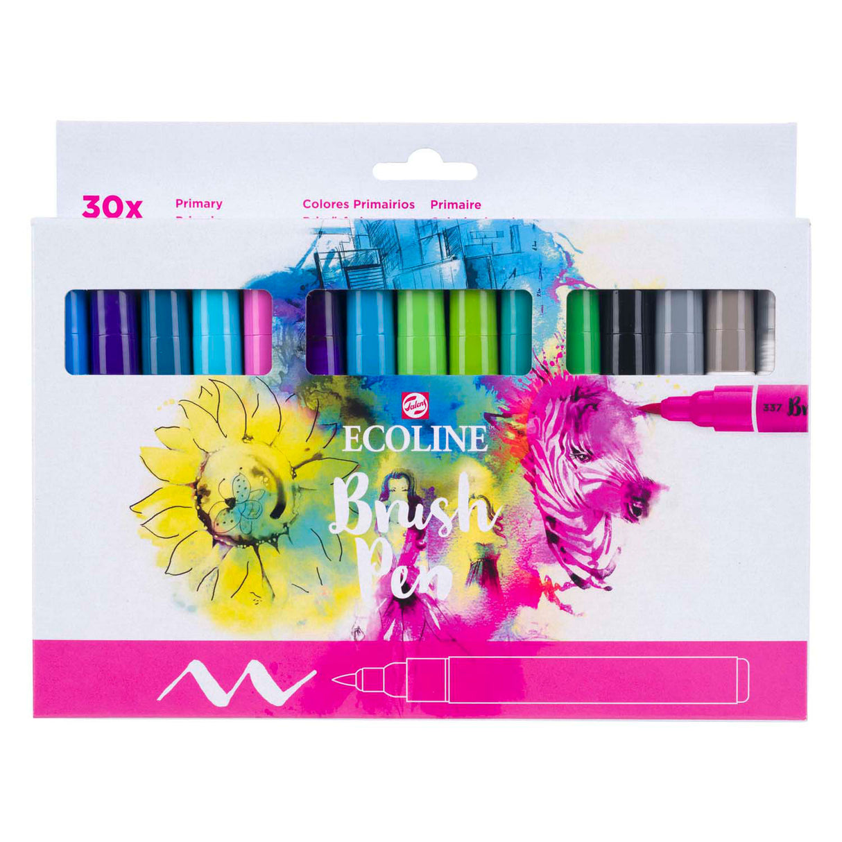 Bruynzeel ecoline brush pen set primary, 30 colours