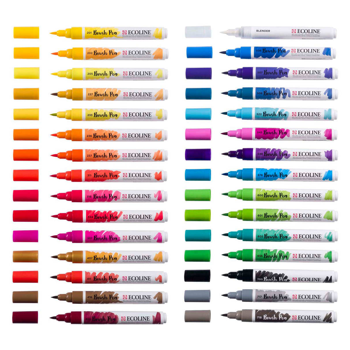 Bruynzeel ecoline brush pen set primary, 30 colours