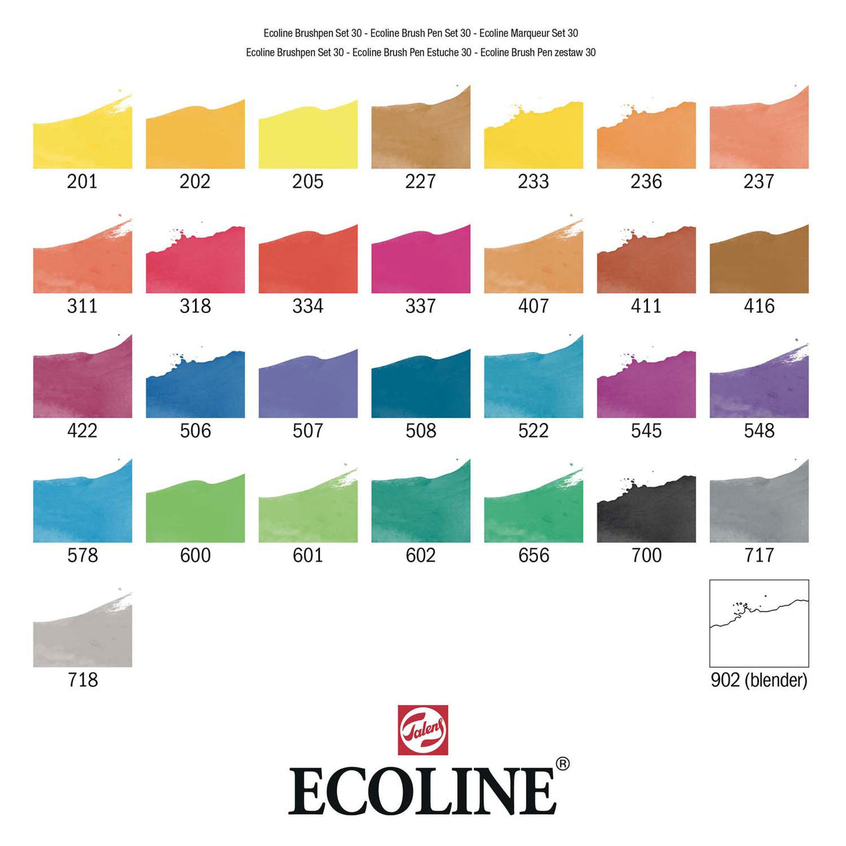Bruynzeel ecoline brush pen set primary, 30 colours