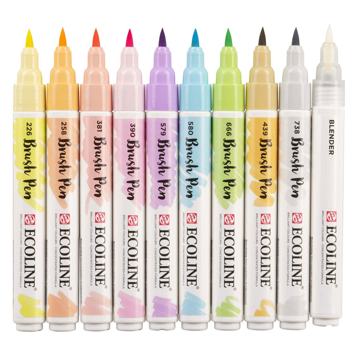 Bruynzeel ecoline brush pen set pastel, 10 colors
