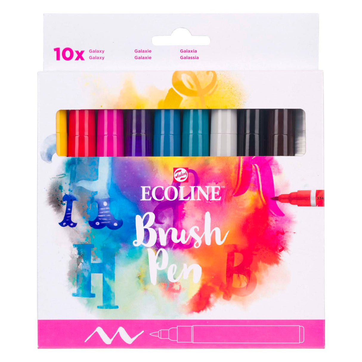 Bruynzeel ecoline brush pen set galaxy, 10 colors