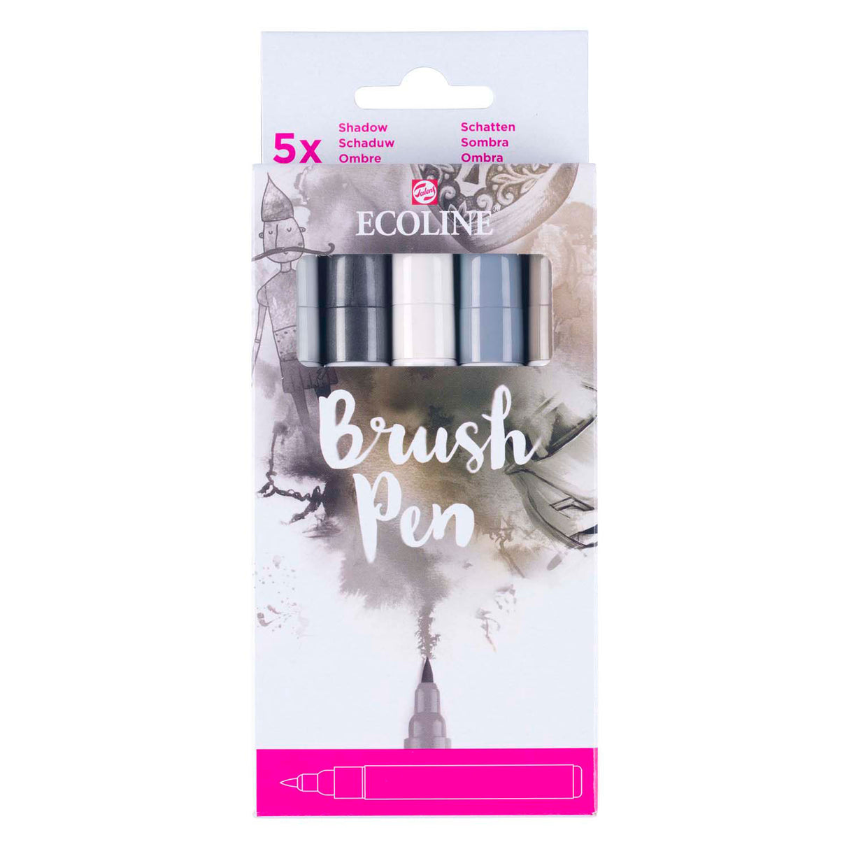 Ecoline brush pen set shadow, 5 colors